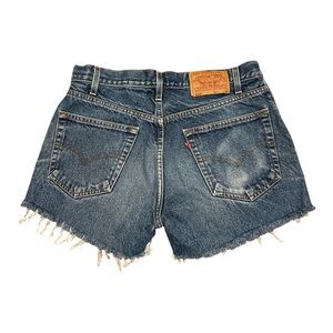 Vintage LEVI's 505 Shorts Women's High Rise  Faded Whiskers Zip Fly Denim SZ 33